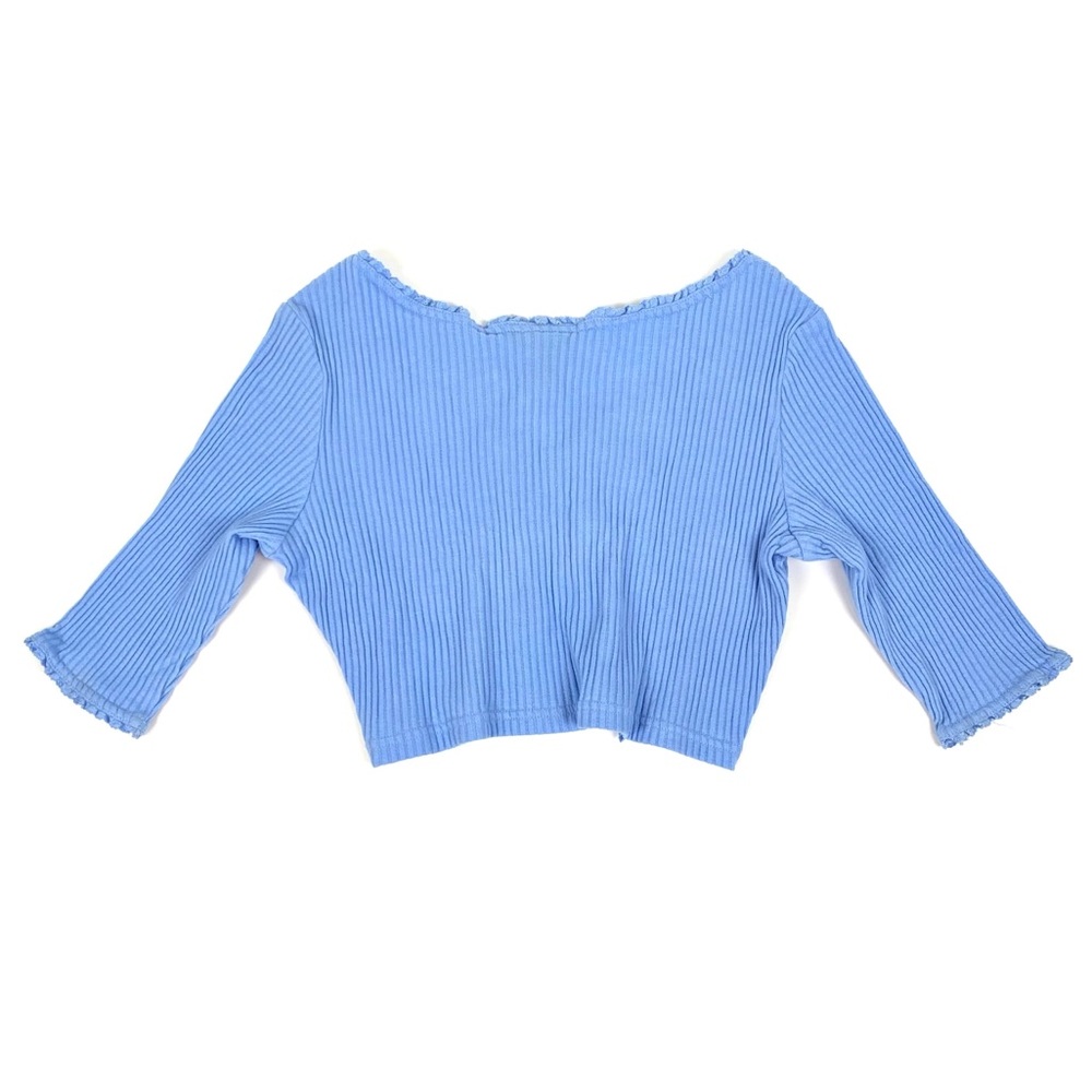 NEW Vintage 90s Blue Tie Front Cropped Cardigan - Picture 3 of 4